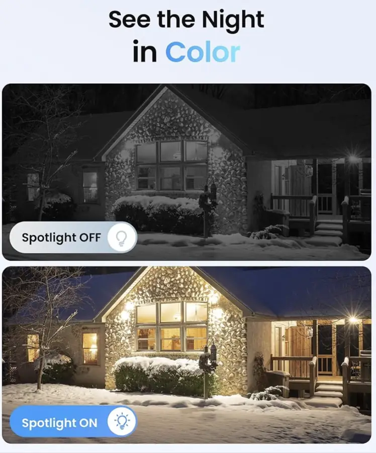 House shown in black and white and in color night vision