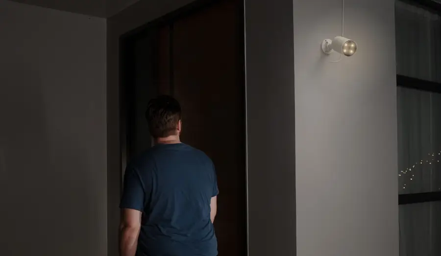 Indoor camera covering an entryway